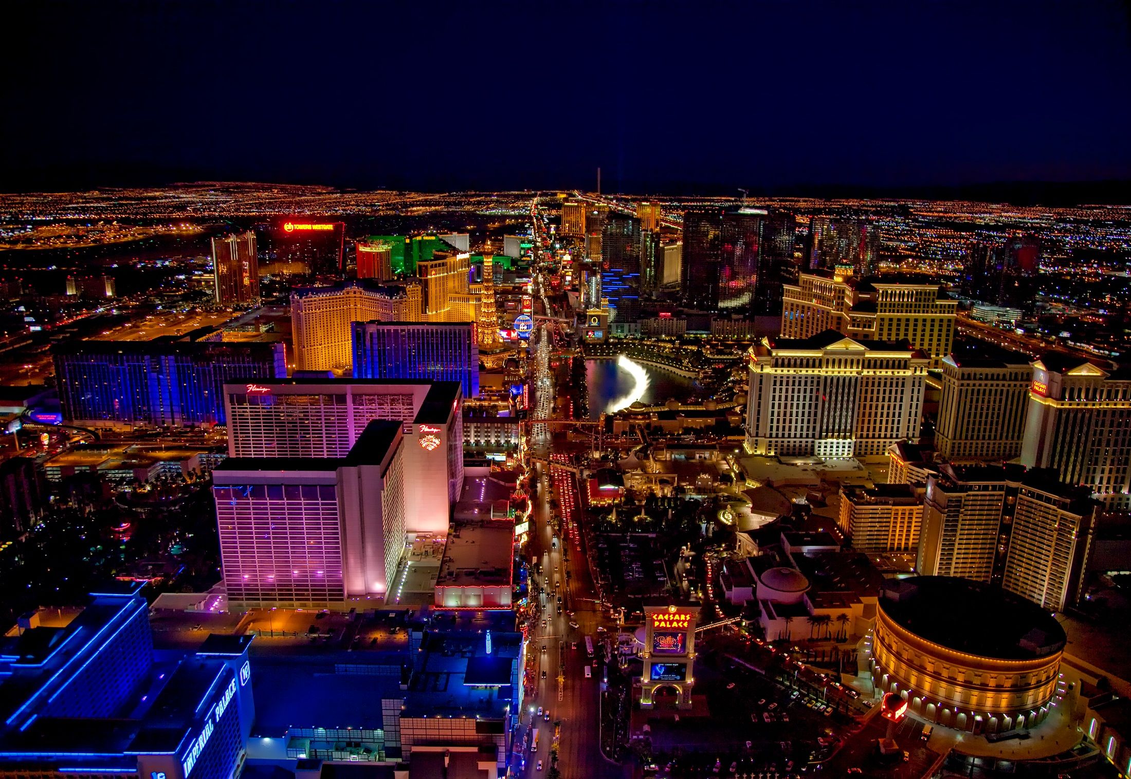 Las Vegas nighttime city skyline
